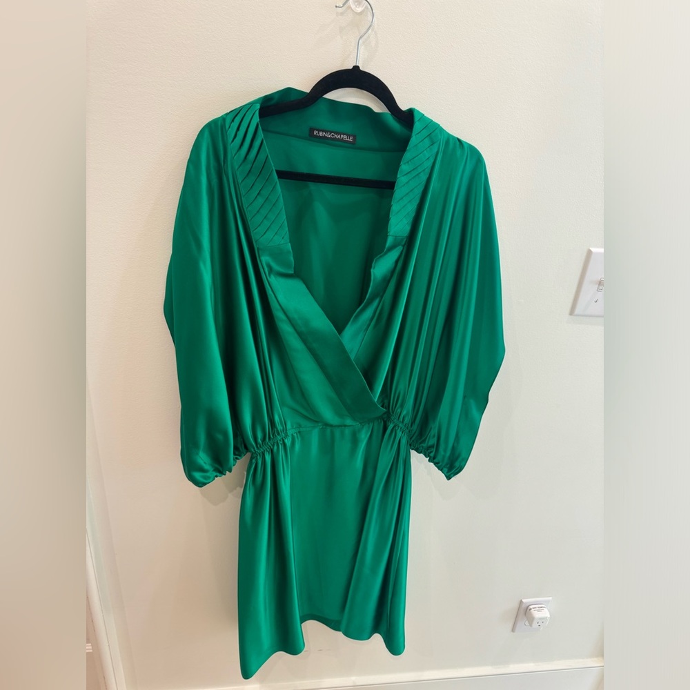 Rubin & Chapelle Silk Dress with Clinched Waist and Draped Neckline